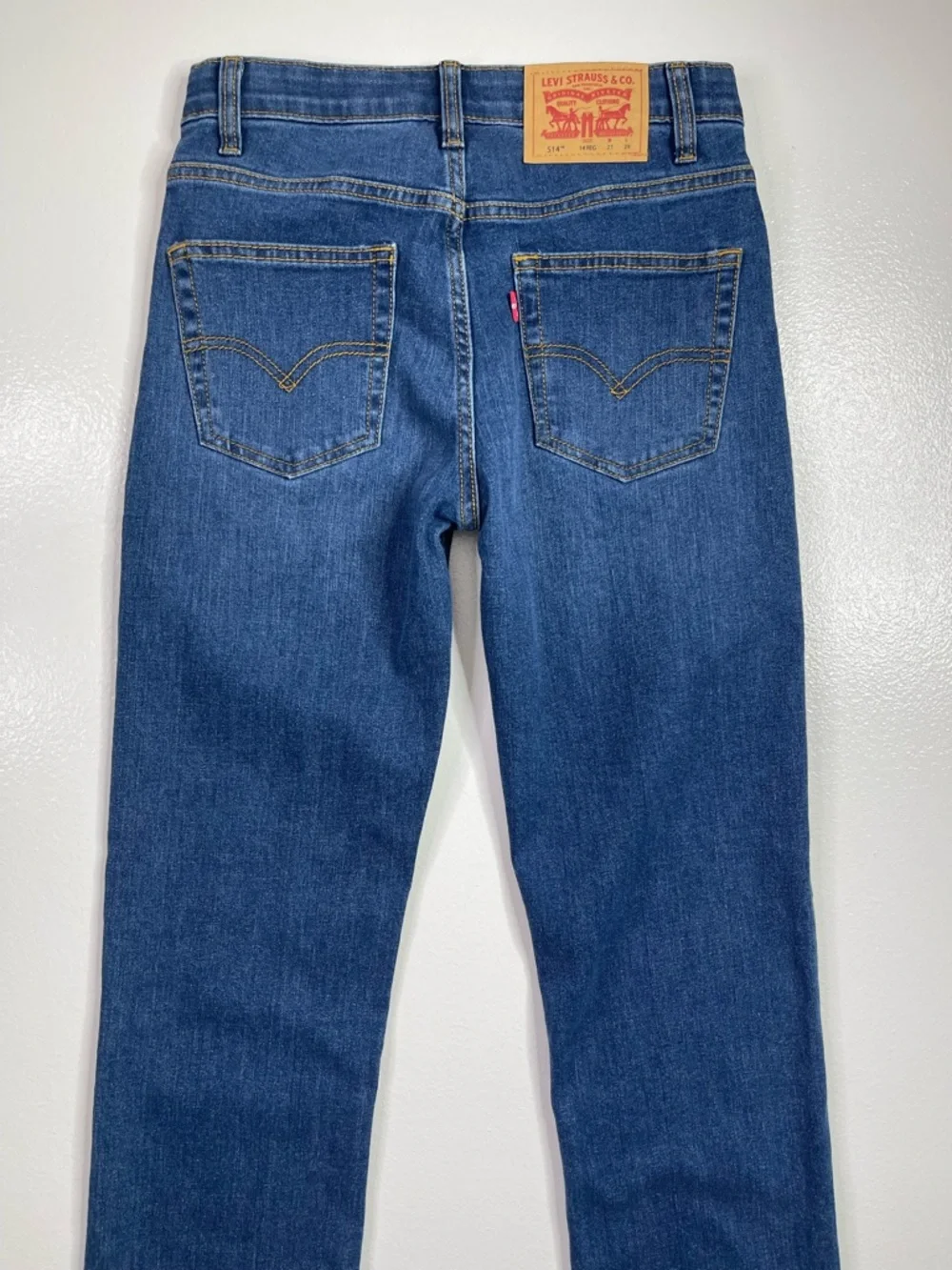 Levi's 514 Straight Fit Performance Denim Blue Jeans Boys Size 14 Reg (27x29)